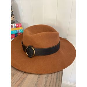 100% Wool Brown Wide Rim Hat like Fedora New no tag